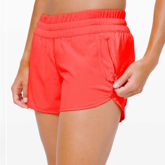 Lululemon NWT Tracker V Shorts Seawheeze 2020 Neon Orange 8 flare 6 - Picture 1 of 8